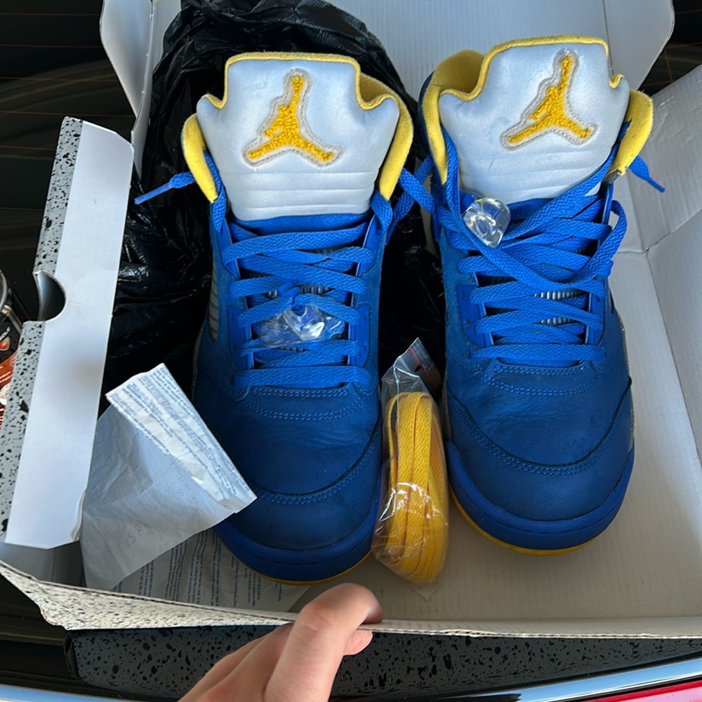 JORDAN 5 RETRO JSP LANEY 5s. OF BOX AND receipt.